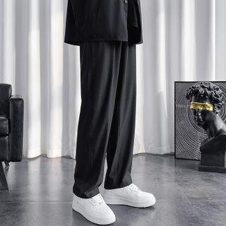 Straight-Cut Loose Dress Pants Dark Gray by Trimecca