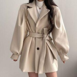 Button-Up Sashed Coat Black 175619289