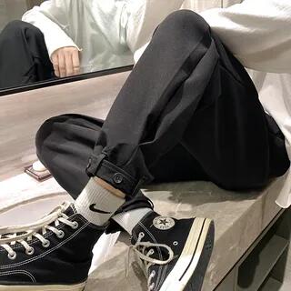 Tab-Cuff Jogger Pants Black by Whyessa