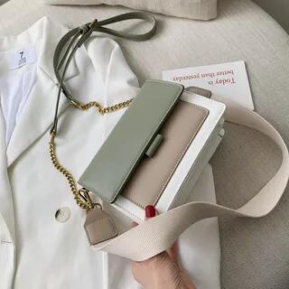 Flap Color Block Crossbody Bag Color Block - Matcha Green & White by Indenis