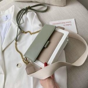 Flap Color Block Crossbody Bag Color Block - White & Khaki 183931954