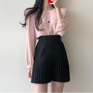Collared Blouse Blouse - Pink 186387751