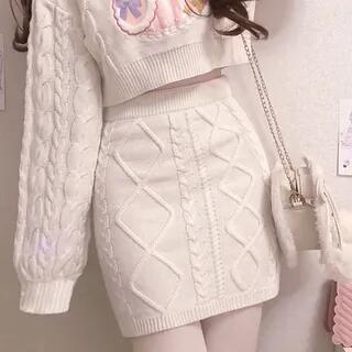 High Waist Mini Pencil Skirt Skirt - Off-White by Cossita