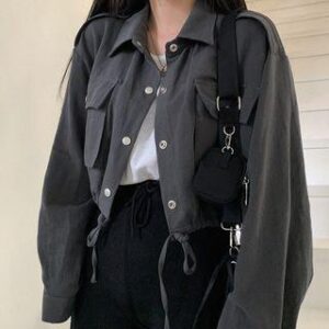 Plain Cropped (Denim) Jacket Gray 187230388