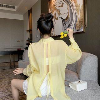 Long-Sleeve Tie-Back Shirt Yellow by ANORA