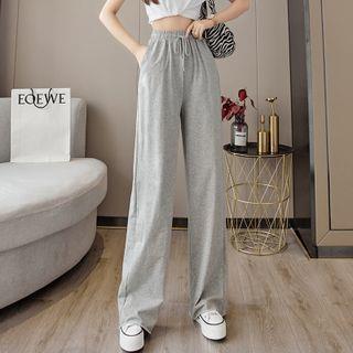 Drawstring Wide Leg Sweatpants Gray by Dragan Pulse