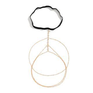 Faux Crystal / Faux Pearl Layered Alloy Thigh Chain Faux Crystal - Gold by Jael