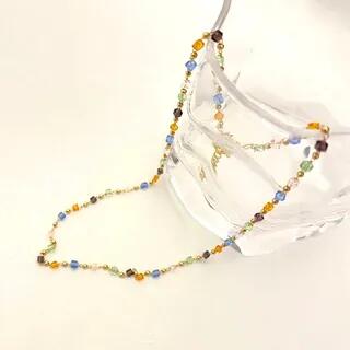 Faux Crystal Necklace Necklace - Gold & Blue & Red | Jael by Jael