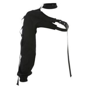 Long-Sleeve One-Shoulder Reflective Shrug Black 192525381