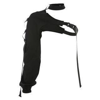 Long-Sleeve One-Shoulder Reflective Shrug Black by BrickBlack