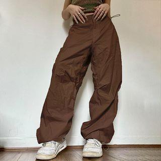 High Waist Wide Leg Cargo Pants Brown by Sosana