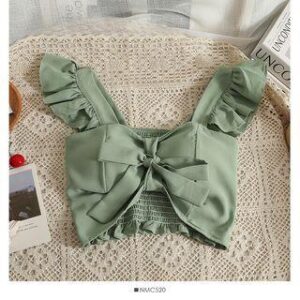 Ruffled Shirred-Back Tank Top Green 195680320