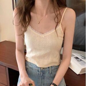 Lace Trim Camisole Top #6 - Floral - Pink 199175982