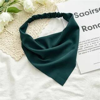 Plain Elastic Bandana Dark Green by enthice