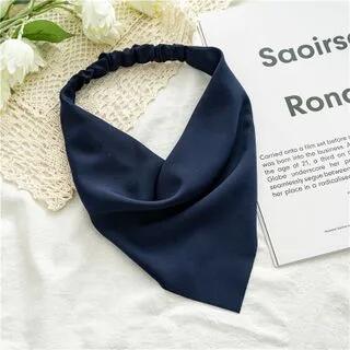 Plain Elastic Bandana Navy Blue by enthice