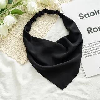 Plain Elastic Bandana Black by enthice