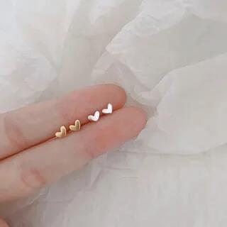Sterling Silver Heart Stud Earring 1 Pair - EH0559 - Silver by Fireflicka