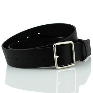 Square Buckle Faux Leather Belt Brown | OKONKWO by OKONKWO