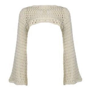 Bell Sleeve Plain Knit Shrug Nude 207602351