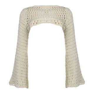 Bell Sleeve Plain Knit Shrug Nude by Sosana