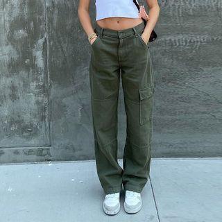 Low Rise Straight-Leg Cargo Jeans Black by BrickBlack