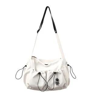 Nylon Messenger Bag Without Bag Charm - White by Hikuozy