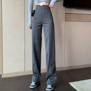 High-Waist Straight Leg Dress Pants Black by Shinsei