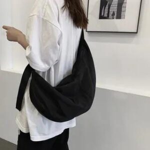 Plain Crossbody Hobo Bag Black 211136233