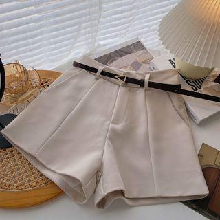 Plain High-Waist Shorts Almond by DIYI