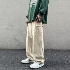 Low Rise Plain Straight Leg Cargo Pants Almond 212083867