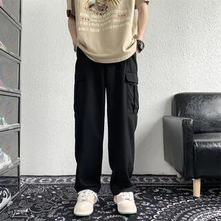 Straight-Leg Cargo Pants Black by Oakjam