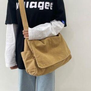 Canvas Flap Crossbody Bag Khaki 213761295