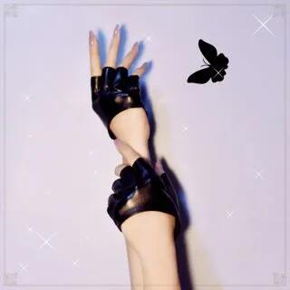 Faux Leather Fingerless Half Gloves White by Drexxiax