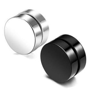 Stainless Steel Magnetic Disc Earring Silver - 1.2cm | Prushia 219091935