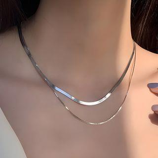 Layered Sterling Silver Necklace Silver | Kamuel by Kamuel