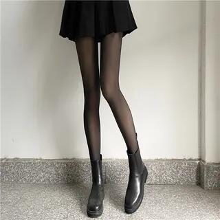 Fleece-Lined Plain Tights Black Pantyhose - Without Lining - 90g by Gentiana