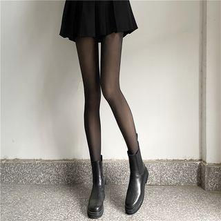 Fleece-Lined Plain Tights Black Pantyhose - 200g by Gentiana