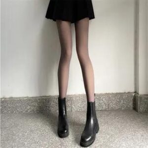 Fleece-Lined Plain Tights Gray Pantyhose - 200g 222150706