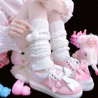 Pom Pom Cable-Knit Leg Warmers Leg Warmers - Short Edition - Pom Pom - White by Rosesand