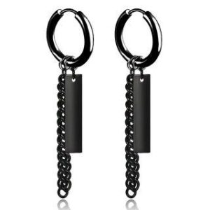 Stainless Steel Fringed Earring One Piece Huggy Earring - Fringed - Black 225448311