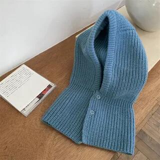 Plain Ribbed Knit Balaclava Hat Airy Blue by Hyeeun