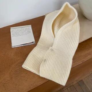 Plain Ribbed Knit Balaclava Hat Beige by Hyeeun