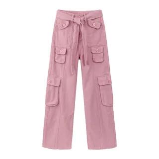 Low Rise Baggy Cargo Pants Pink by Okalpis