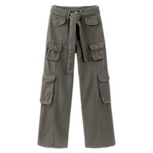 Low Rise Baggy Cargo Pants Gray 225974847