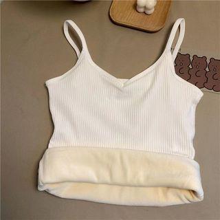 Fleece Lined Camisole Top White by Maisee