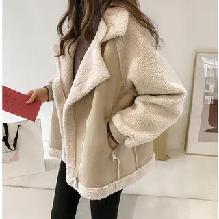 Faux Shearling Zip Aviator Jacket Almond | Lucuna by Lucuna