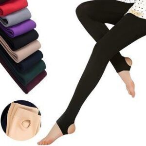 Fleece-Lined Tights Pantyhose - Fleece Lining - Wine Red 226227773