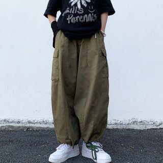 Unisex Parachute Cargo Pants Army Green by Malnia Home