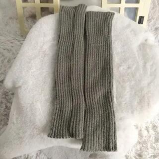 Plain Ribbed Knit Leg Warmers Light Gray by Gentiana