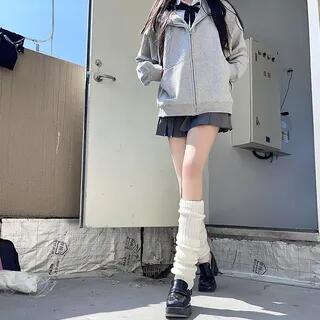 Plain Knit Leg Warmers White by Gentiana